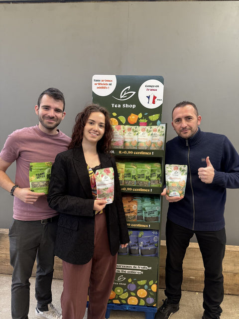 photo du rayon tea shop au carrefour market de cuers